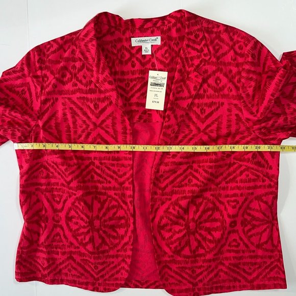 NWT Coldwater Creek Women's Sz L Petite Top Red With Grey Geometric Patterns - Picture 8 of 12